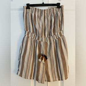 Striped Shorts Strapless Romper | Women’s Large